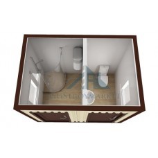 Модульная сантехническая бытовка 3х2,4 с туалетом и душем (1 душ + 1 туалет)